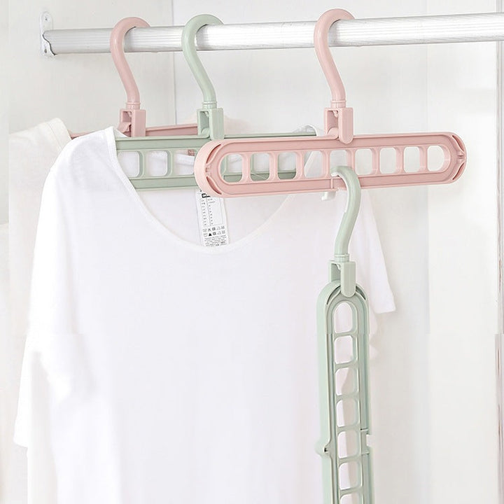 Foldable Multi-Slot Space-Saving Cascading Closet Hanger With Swivel Hook