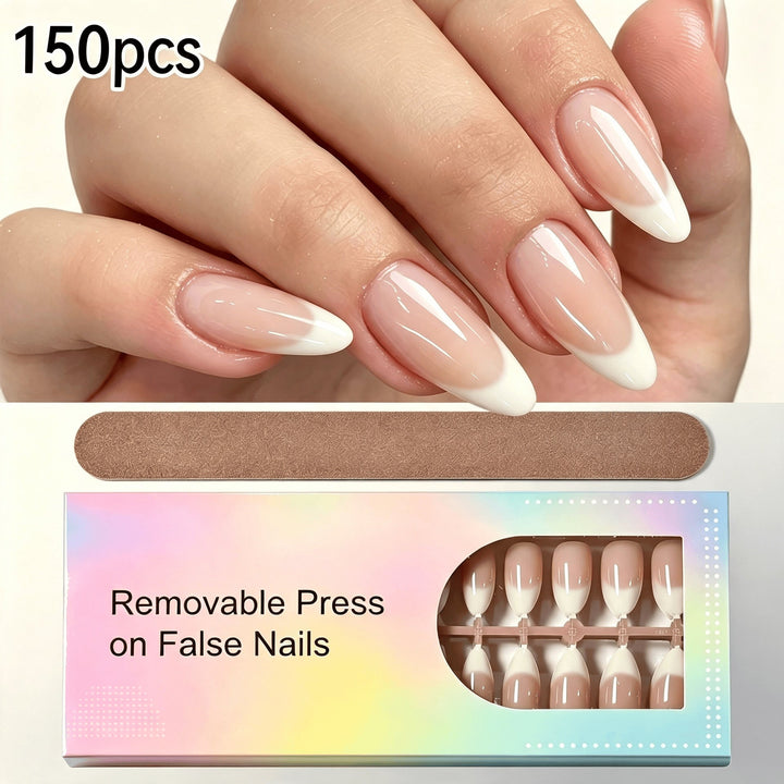 Removable Press-On Nail Set with French Tip Design Kalsten
