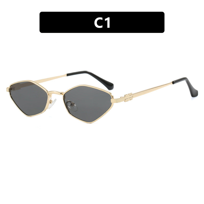 Women's geometric sunglasses with glossy metal frame and polarized lenses Kalsten
