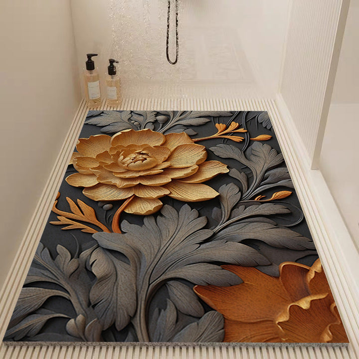 Elegant Floral Patterned Bath Mat Kalsten