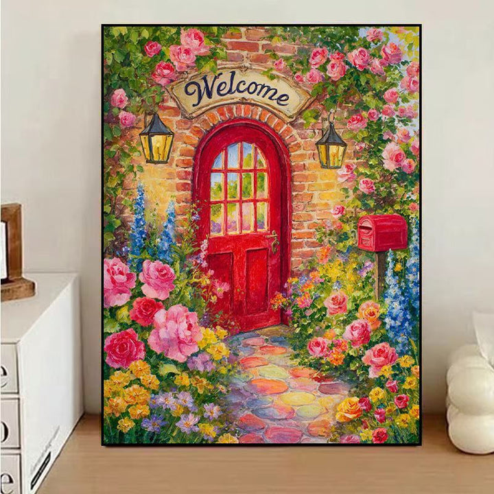 Charming Floral Welcome Canvas Art Kalsten