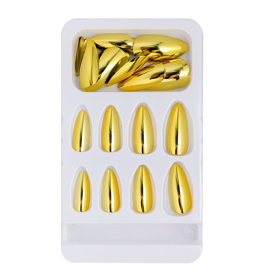 Glossy Metallic Almond-Shaped Press-On Nails Kalsten