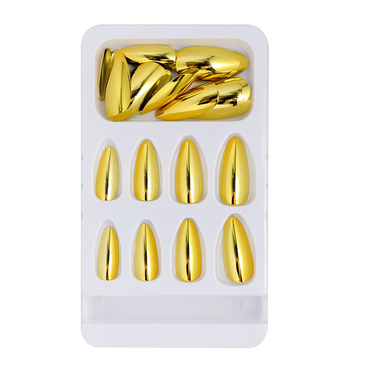 Glossy Metallic Almond-Shaped Press-On Nails Kalsten