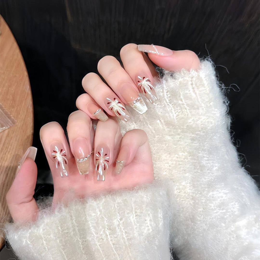 Elegant Floral Press-On Nail Design Kit Kalsten