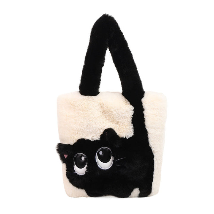 Plush shoulder bag with cat motif Kalsten