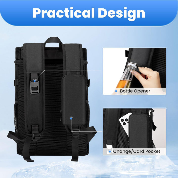 Unisex insulated cooler backpack with side bottle holders, elastic tension rope, and padded carrying system Kalsten