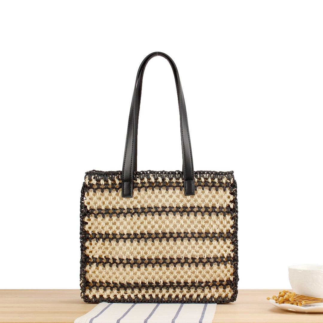 Braided Tote Bag with Elegant Leather Handle Kalsten
