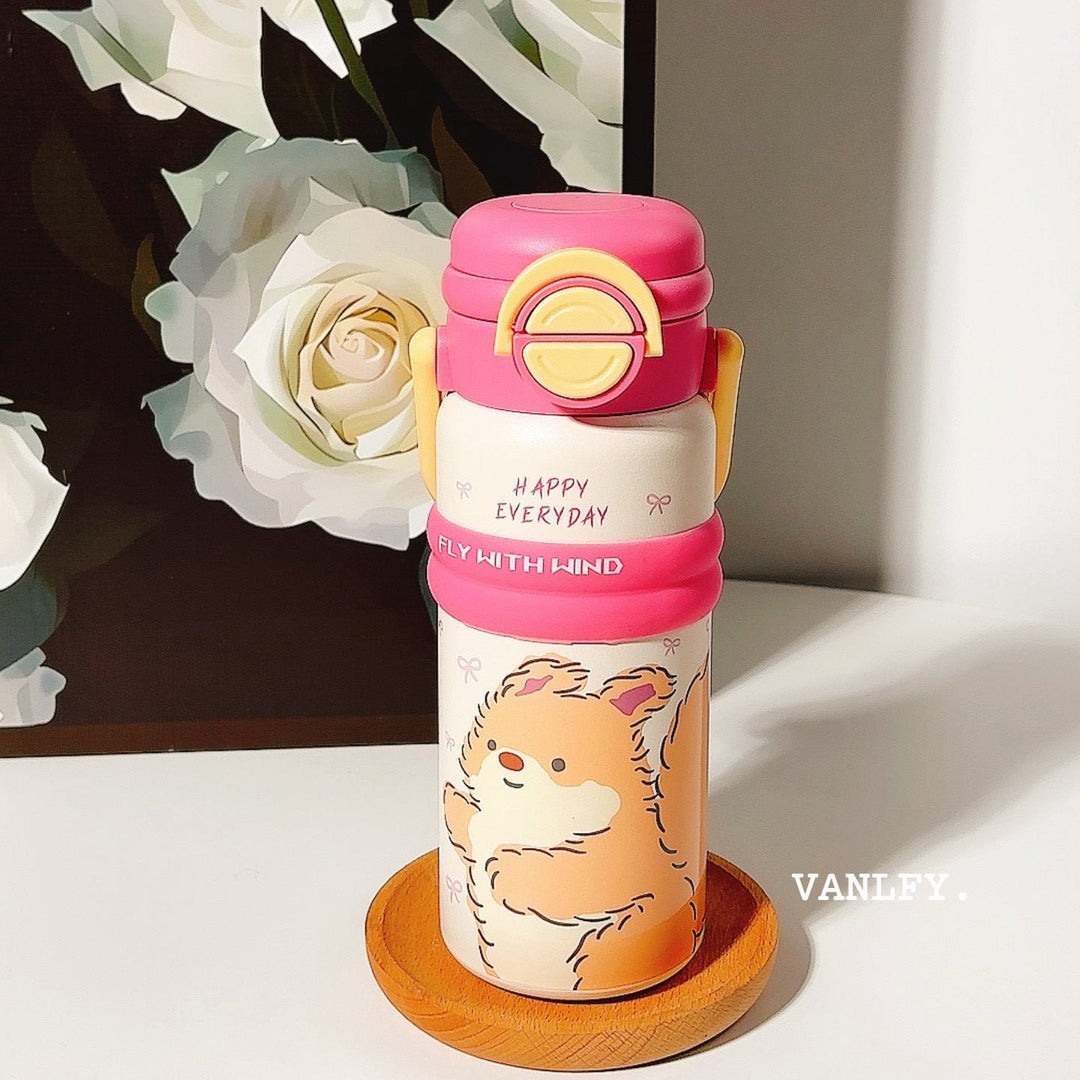 Women’s Insulated Water Bottle with Convenient Flip Cap and Cute Animal Design Kalsten