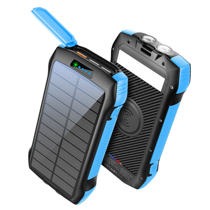 Solar-powered power bank with wireless charging function and LED flashlight Kalsten