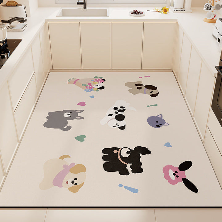 Playful Animal-Themed Non-Slip Kitchen Mat