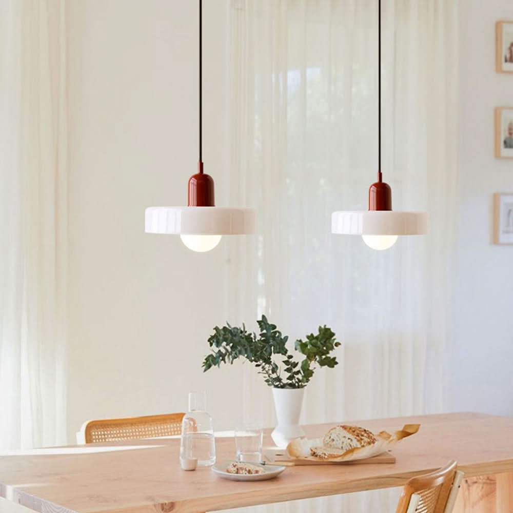 Bauhaus Coloured Glass Pendant Lamp