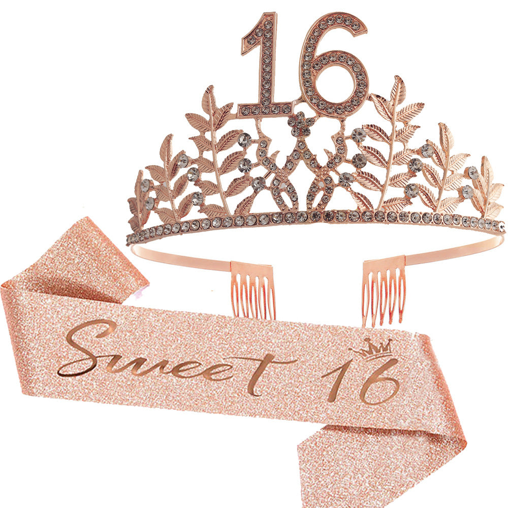 Women's Glamorous Birthday Crown with Shining Rhinestones Kalsten