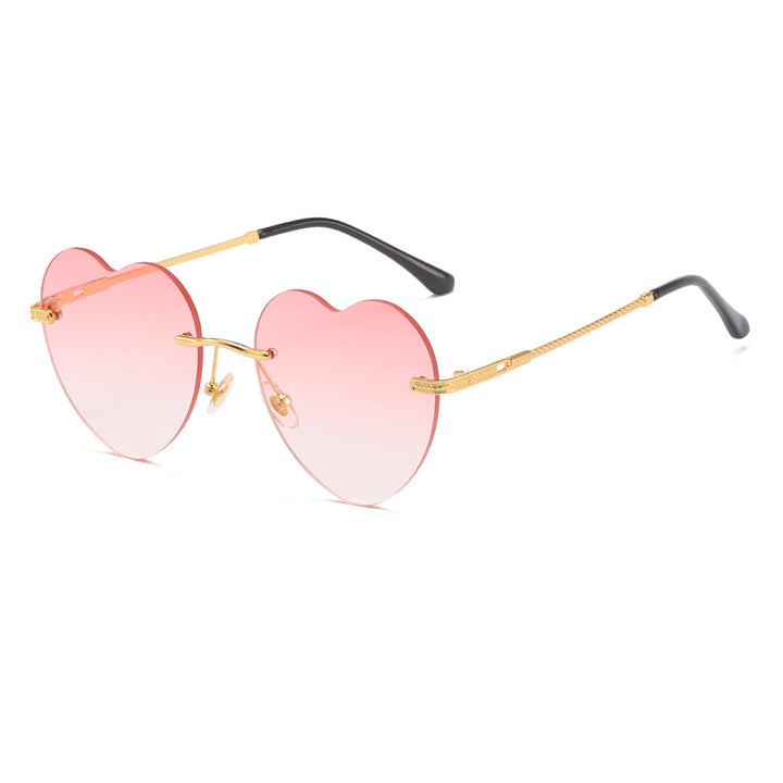 Women's Heart-Shaped Sunglasses with Mirrored Lenses and Gold Frame Kalsten
