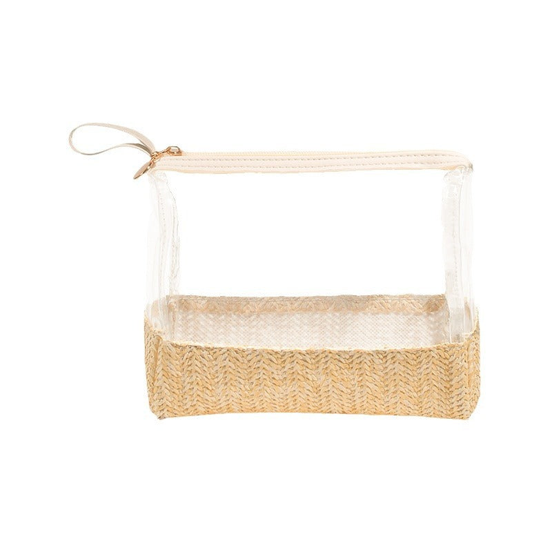 Cosmetic bag made of transparent material with woven bottom Kalsten