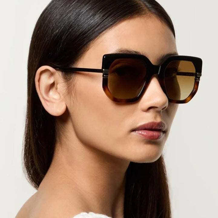 Women's geometric sunglasses with luxurious gold frame and polarized lenses Kalsten