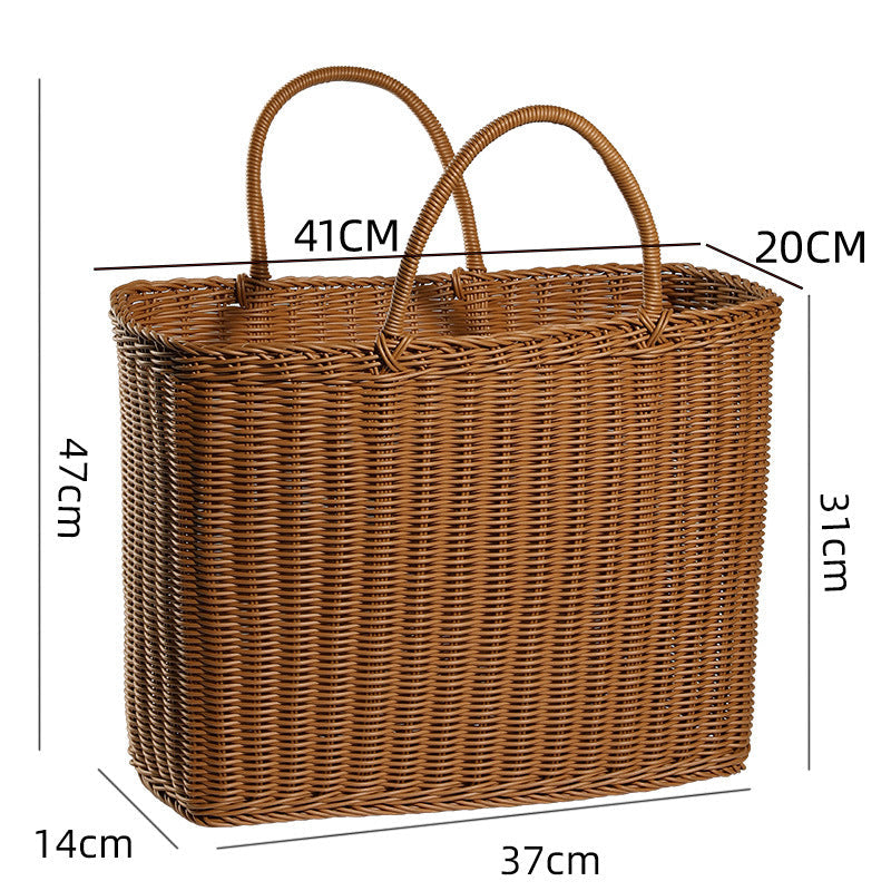 Unisex Handwoven Shopping Basket with Two Handles Kalsten