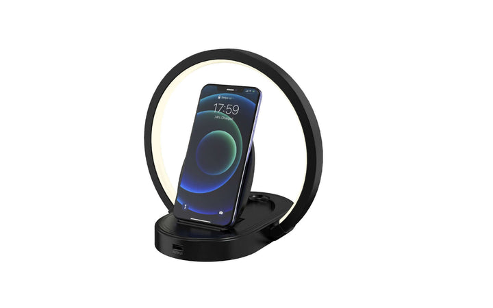 Night Lights Lamp Bluetooth Speaker Table Light With 10W Wireless Charger USB Port Phone Holder With Dynamic Color | Kalsten