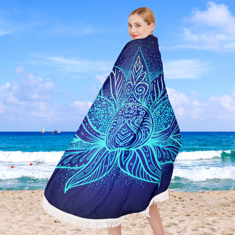 Rund beach towel with unique ethnic pattern Kalsten