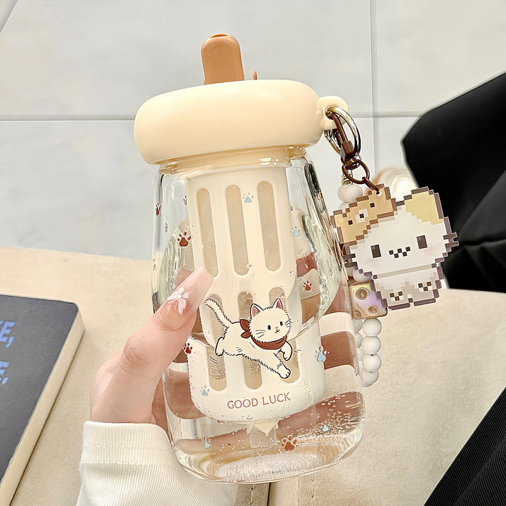 Ladies drinking container with unique design and integrated straw Kalsten