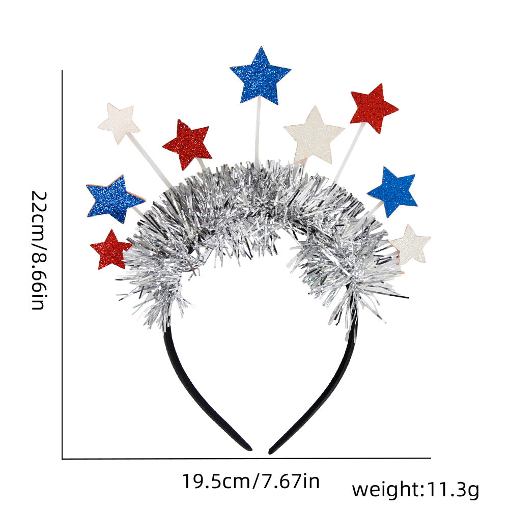Ladies' festive hairband with pom poms, star embellishments, and glitter tinsel Kalsten