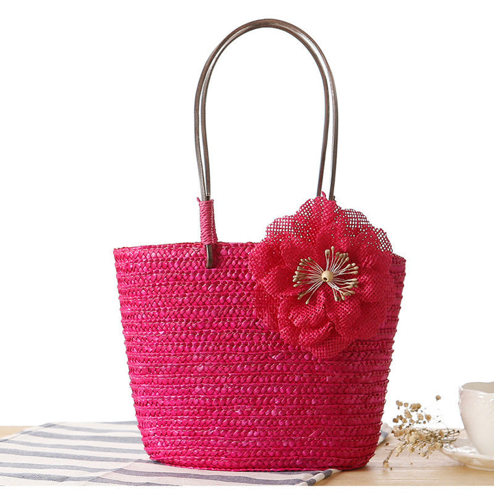 Beach bag with decorative flower detail embellishment Kalsten