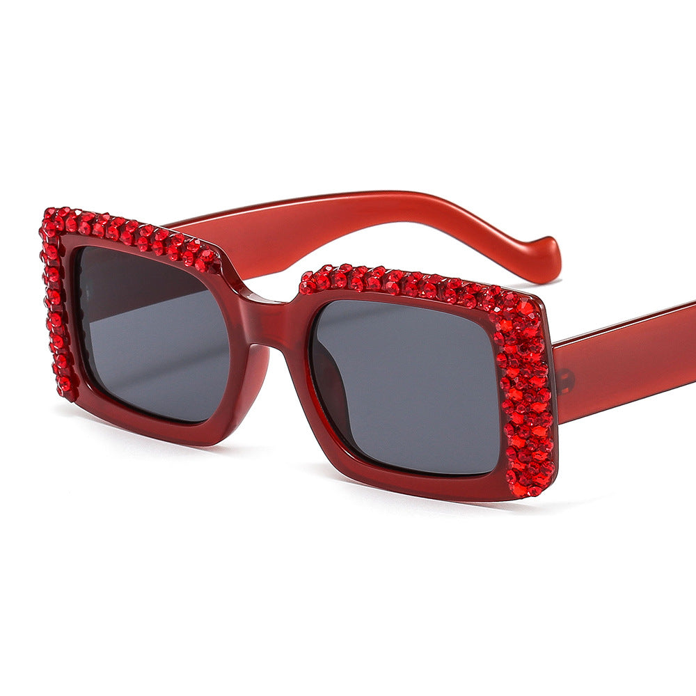 Women's Glamorous Square Sunglasses with Sparkling Crystal Frame Kalsten