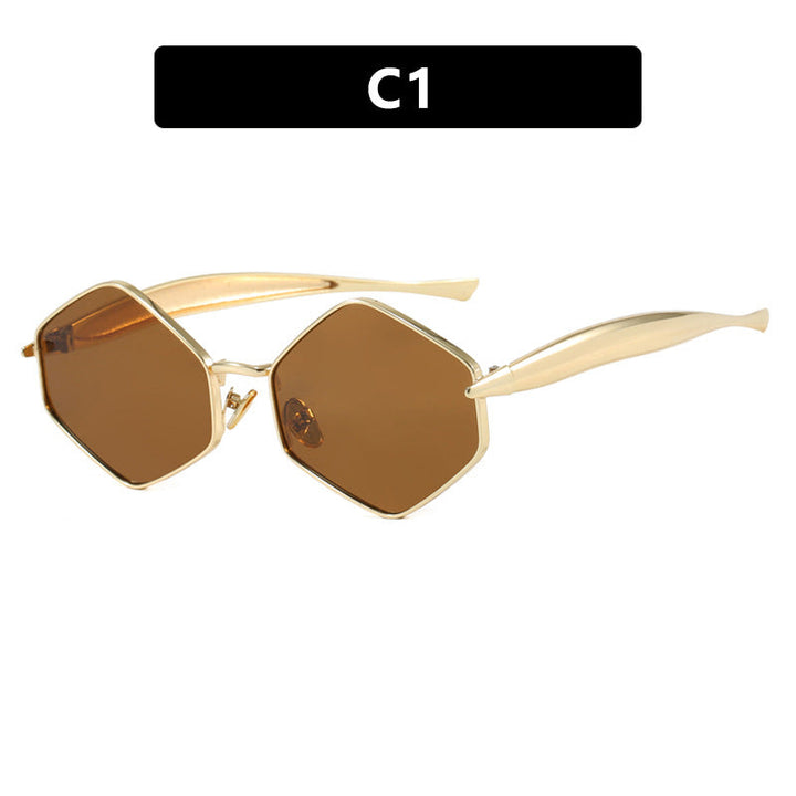 Women's hexagonal sunglasses with elegant metal frame and UV protection Kalsten