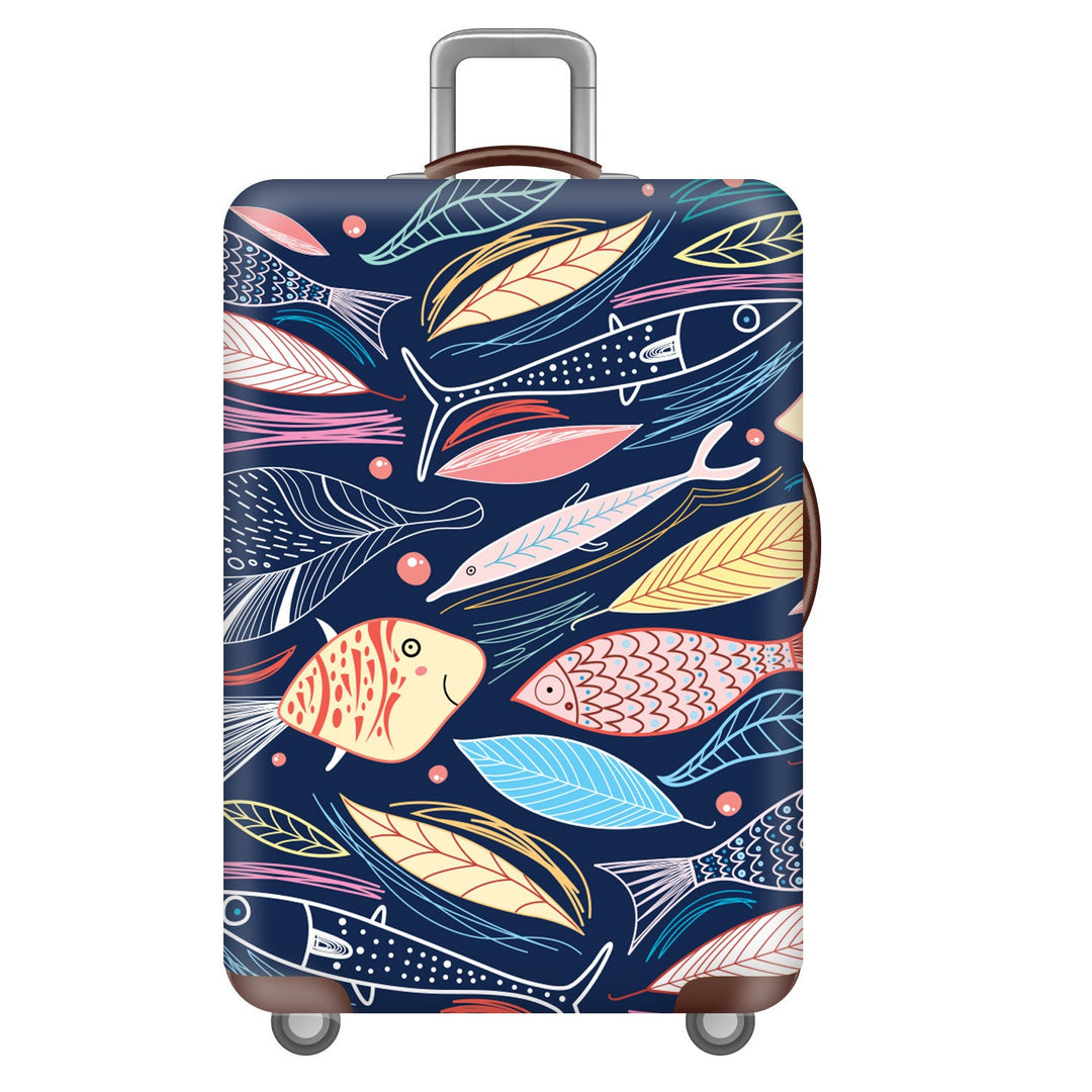 Unisex non-elastic suitcase cover with tropical leaf pattern, stretch protective cover for hard shell and soft case Kalsten