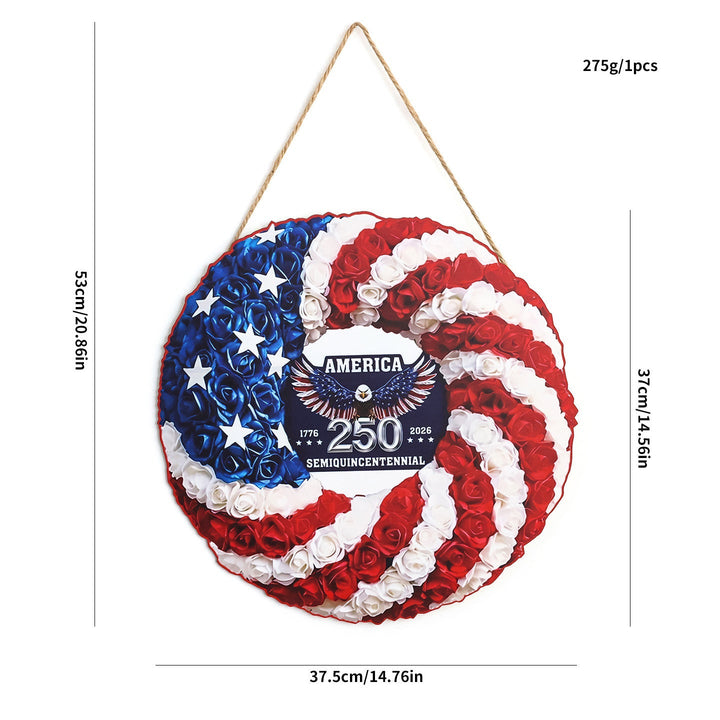 Unisex nan Patriotic Americana Burlap Ribbon Star Door Wreath with Jute Hanger Kalsten