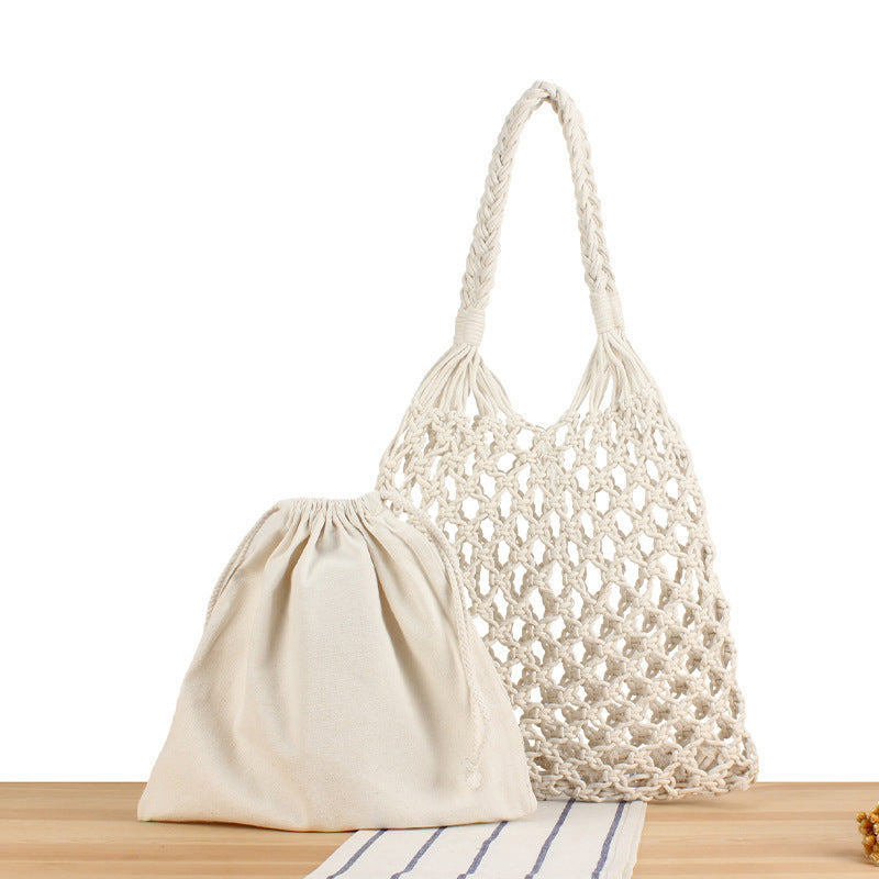 Handmade mesh tote bag with inner pouch Kalsten