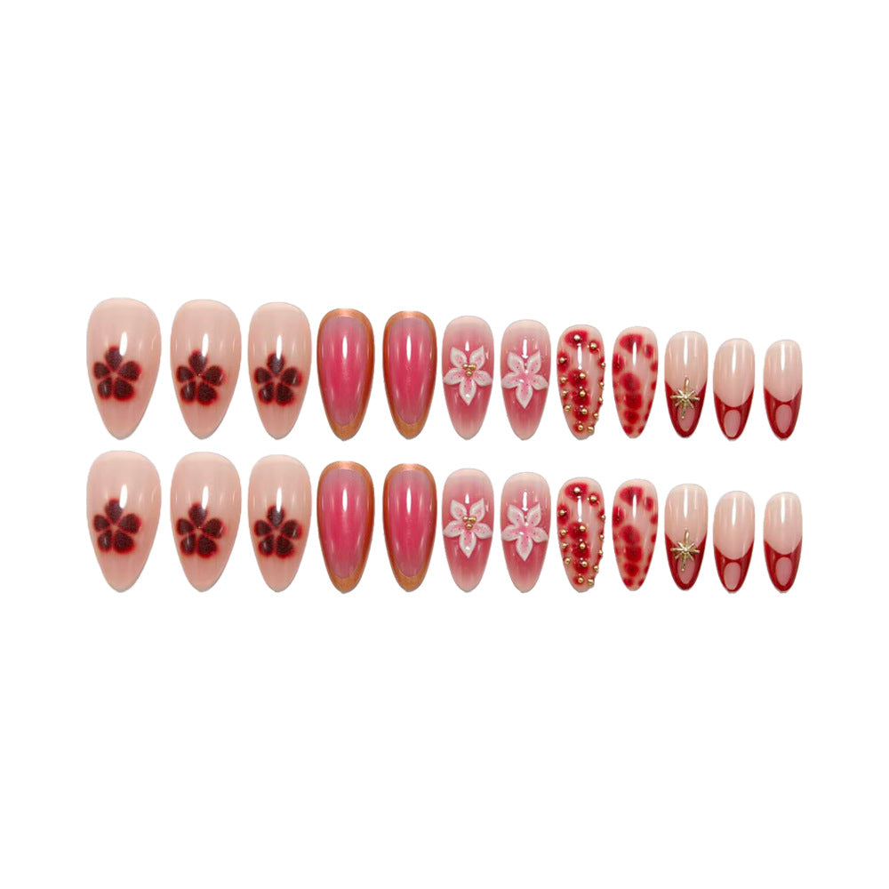 Artificial nails with floral and glitter accents Kalsten