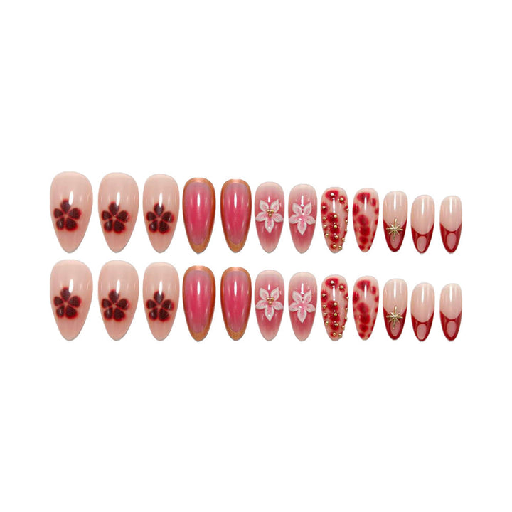 Artificial nails with floral and glitter accents Kalsten