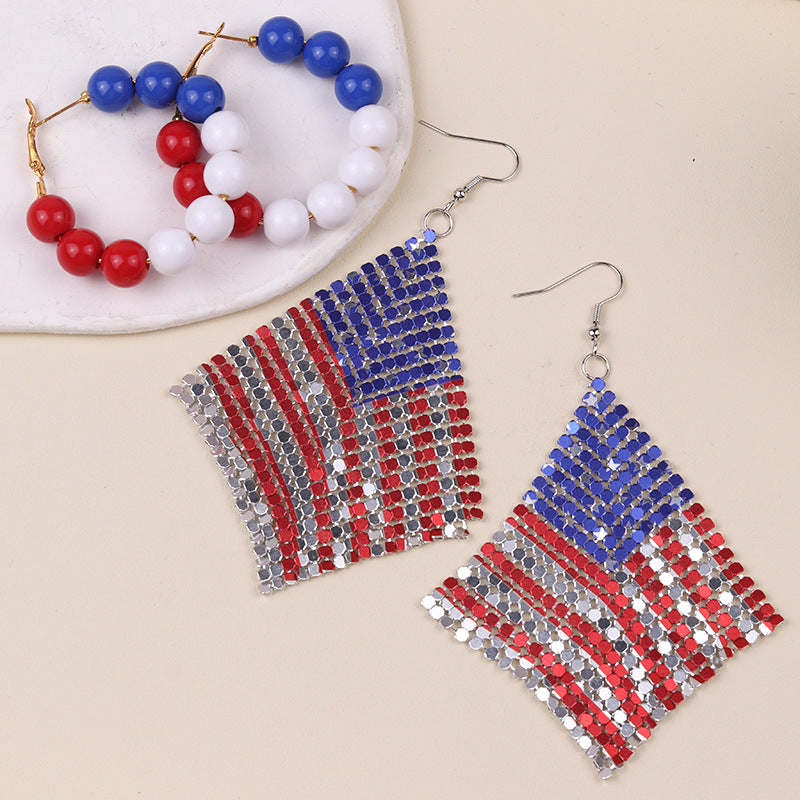 Women's nan chunky beaded hoop earrings with metal leverback clasp Kalsten
