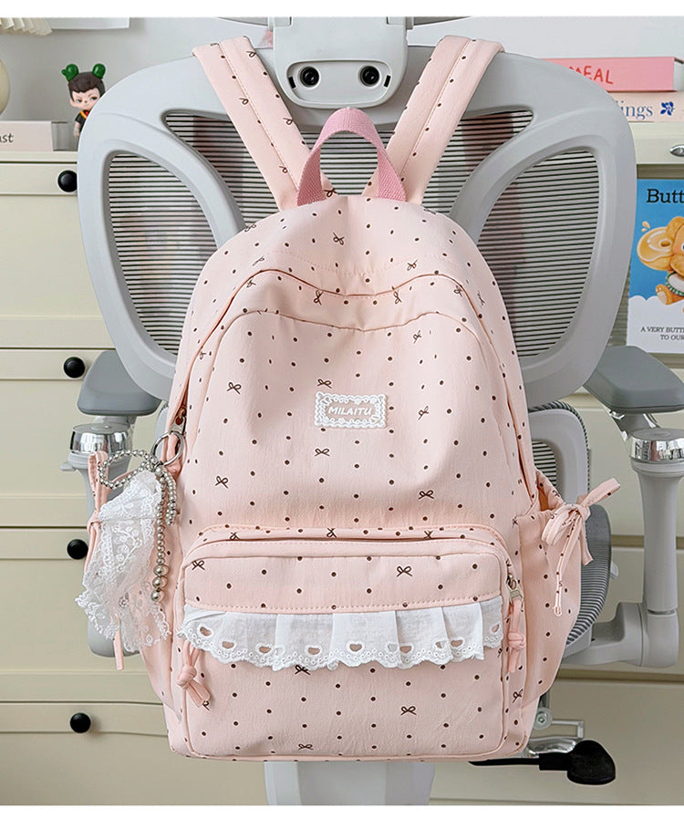 Charming Polka Dot Designer School Backpack