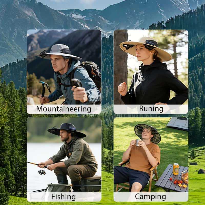 UV-Protect-Sun Hat with removable face and neck protection, integrated solar fan and breathable mesh Kalsten