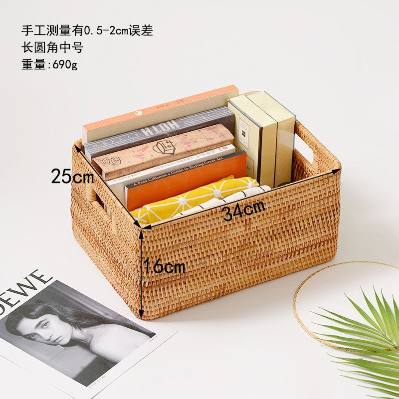 Women rectangular storage basket made of natural material Kalsten