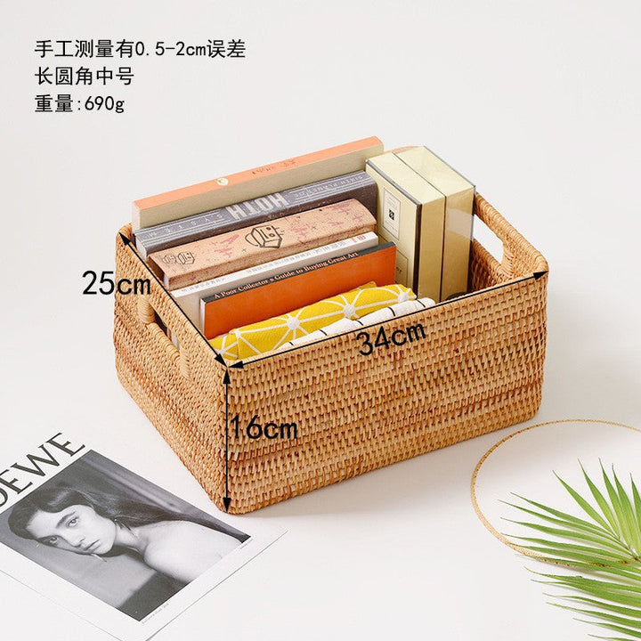 Women rectangular storage basket made of natural material Kalsten