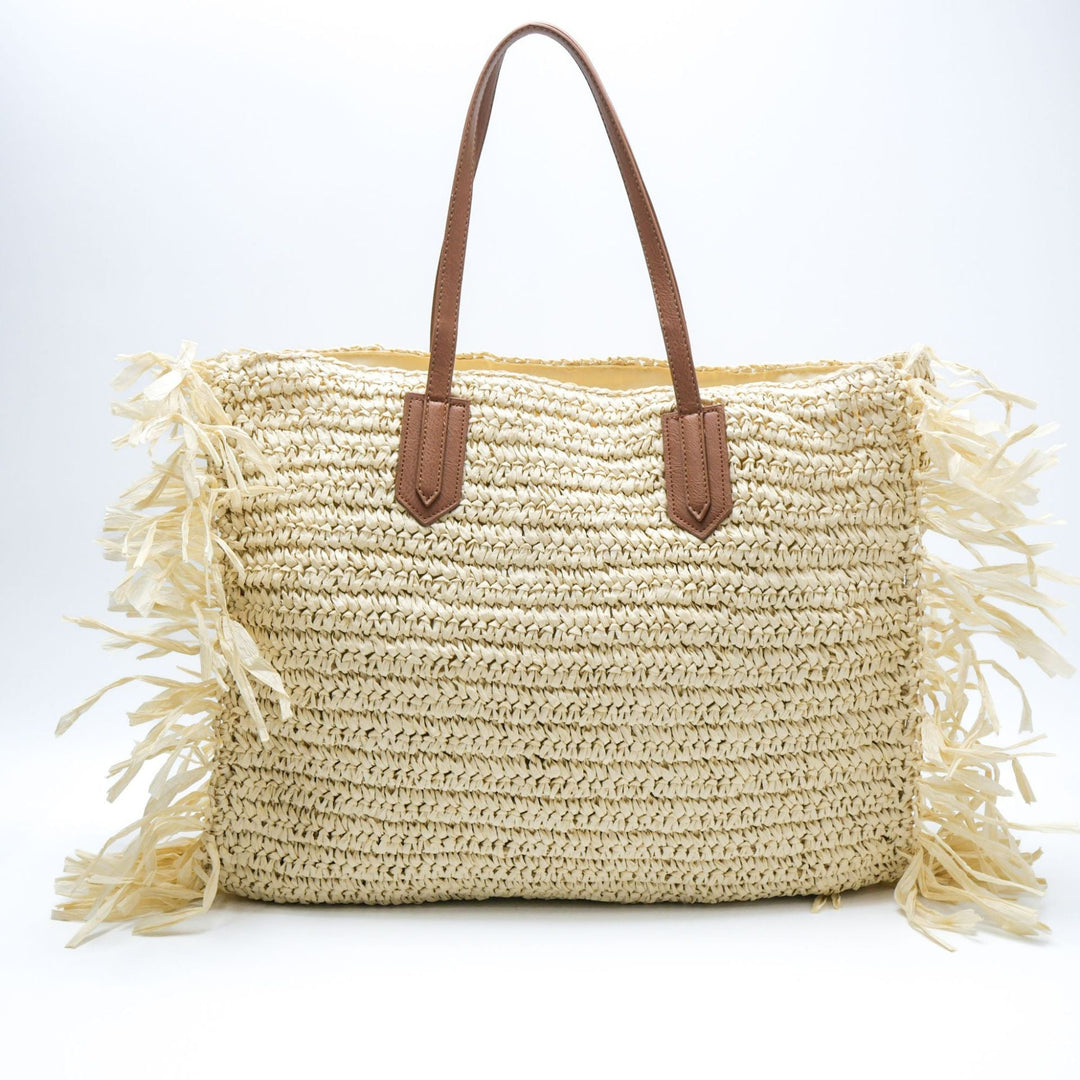 Stylish straw bag with fringed details Kalsten