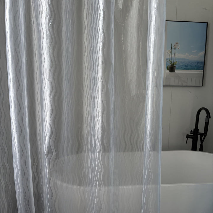 Textured Wave Pattern Shower Curtain Kalsten