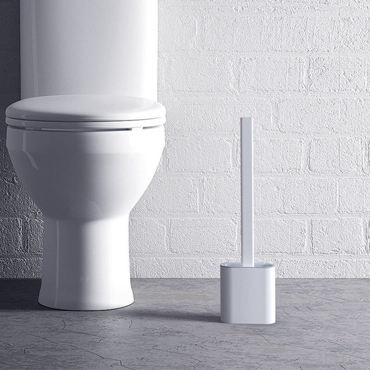 Silicone Toilet Brush Set With Anti-Splash Holder And Long Ergonomic Handle