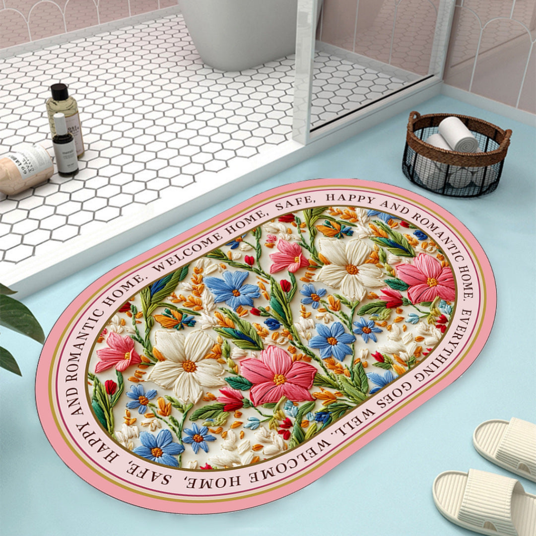 Floral Design Bath Mat Kalsten