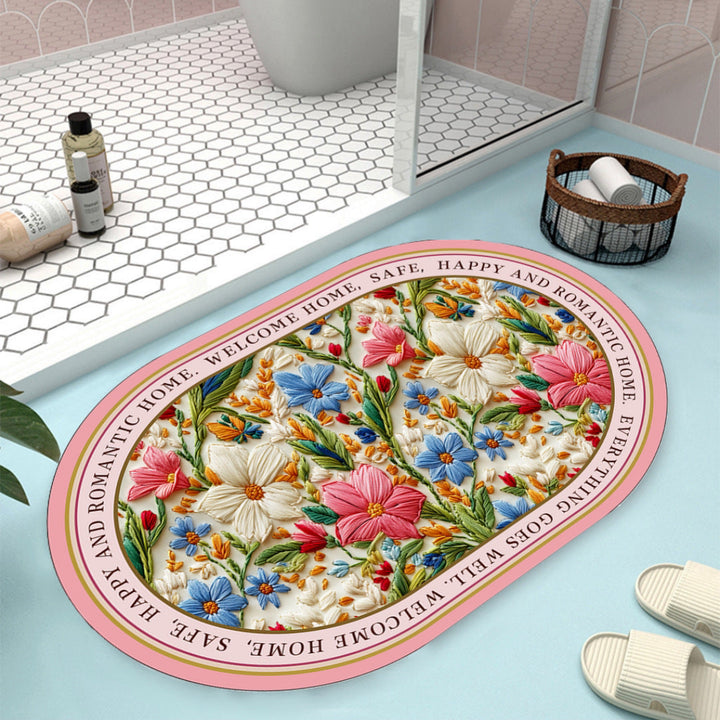 Floral Design Bath Mat Kalsten