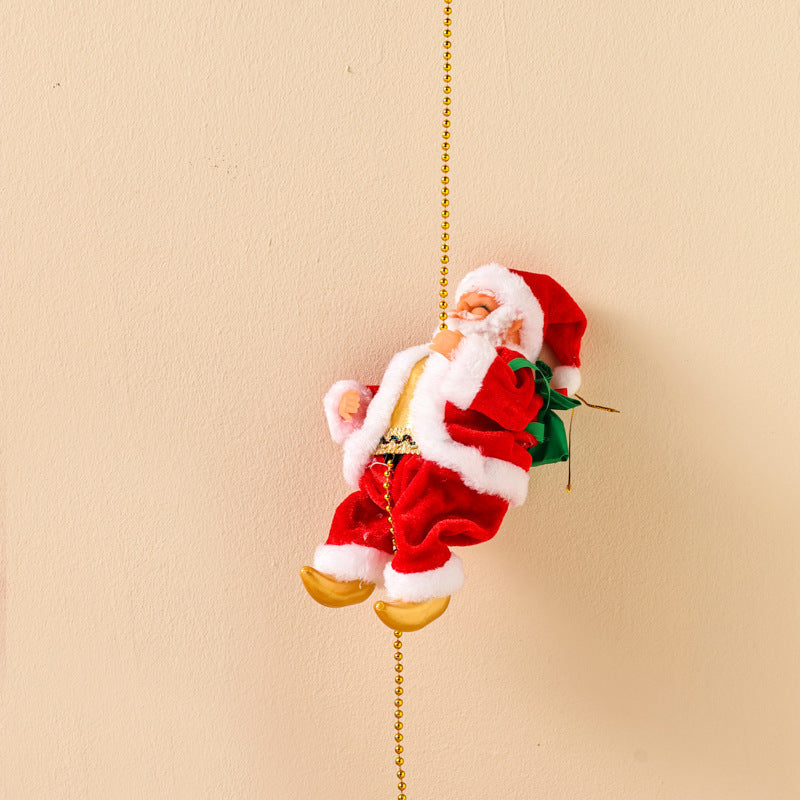 Parachuting Santa Claus Hanging Christmas Ornament With Fabric Canopy And Decorative Suspension Cords