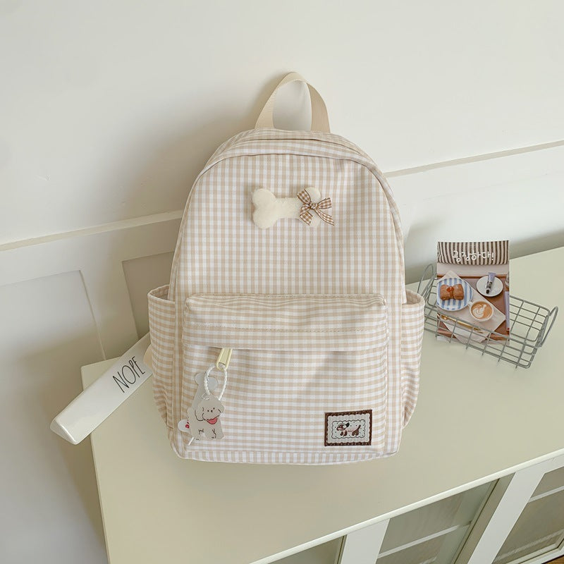 Adorable Character-Themed Grid School Backpack