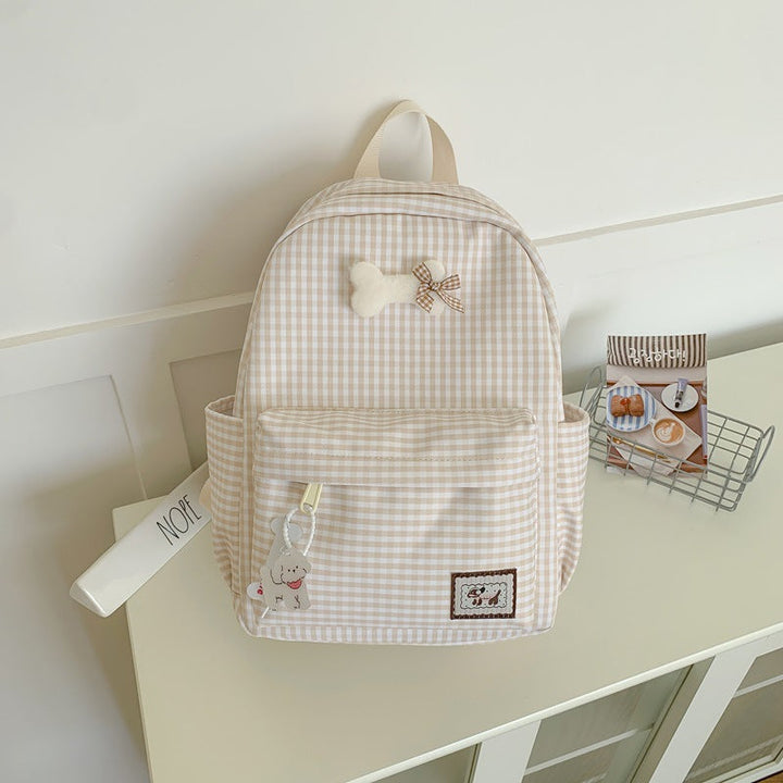 Adorable Character-Themed Grid School Backpack