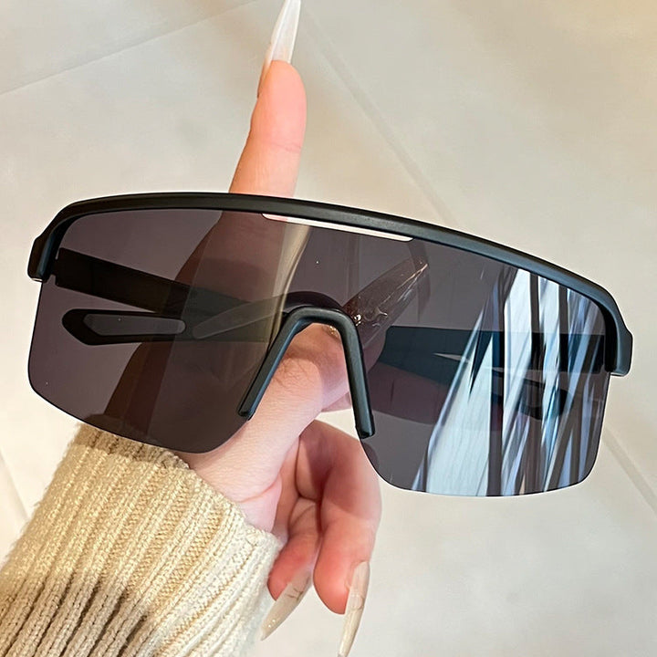 Unisex nan sporty shield sunglasses with continuous visor glass and non-slip nose pads Kalsten