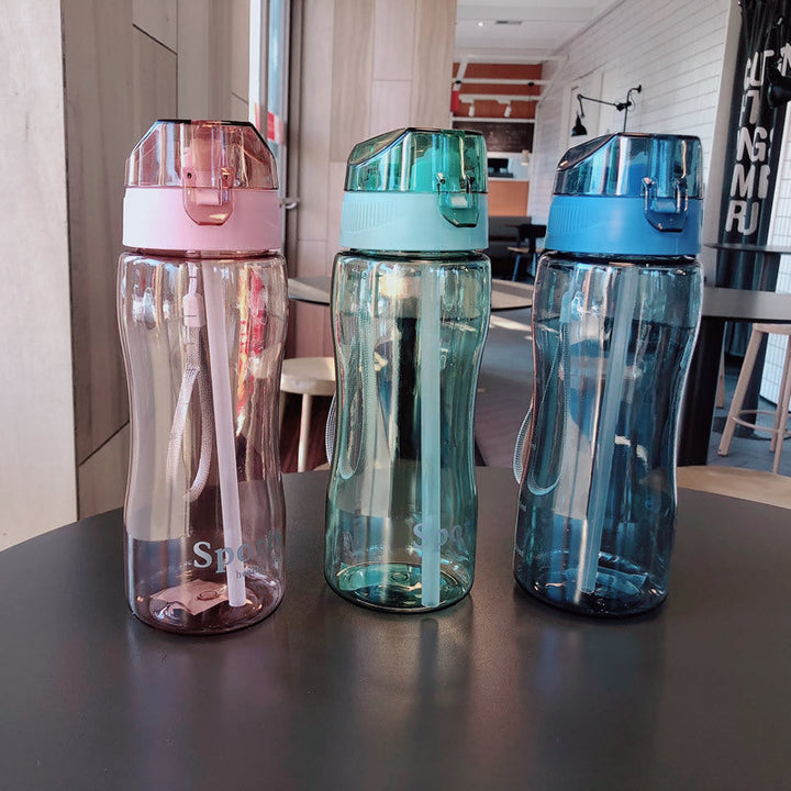 Women Ergonomic Sports Water Bottle with Integrated Straw Function Kalsten