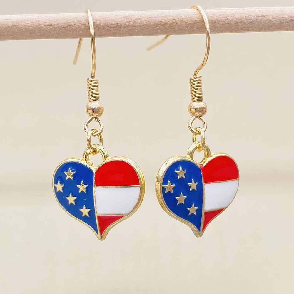 Women's filigree drop earrings with enameled flag pendants and metal hook closure Kalsten