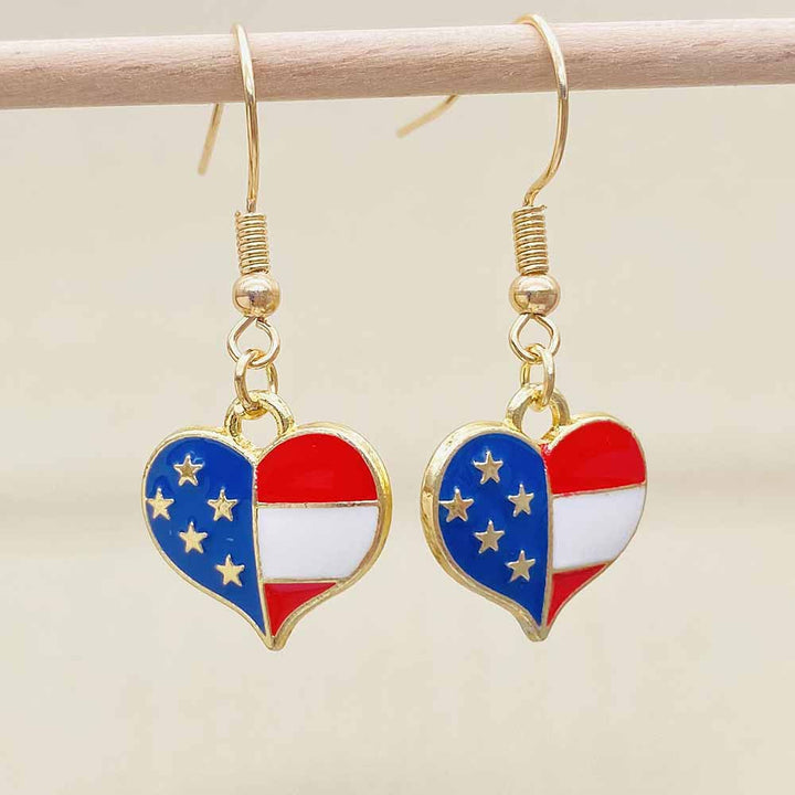 Women's filigree drop earrings with enameled flag pendants and metal hook closure Kalsten