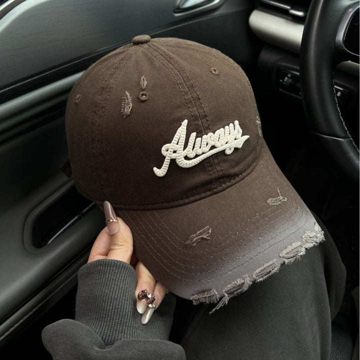 Women's Distressed Denim Style Baseball Cap Kalsten